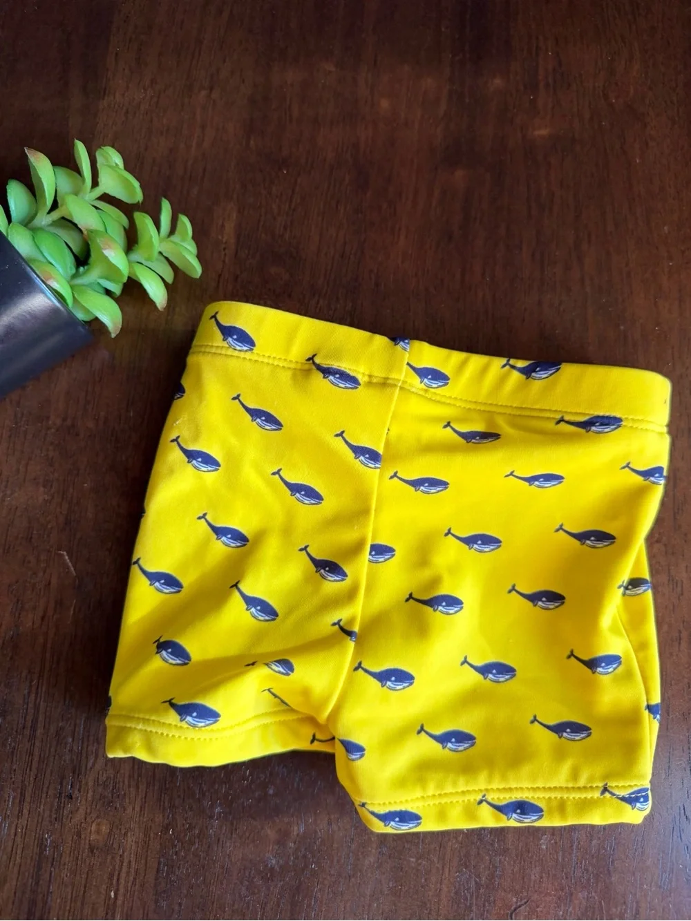 Janie &Jack Blue Whales on Yellow background Baby Swim Bottoms Size 0-3 months